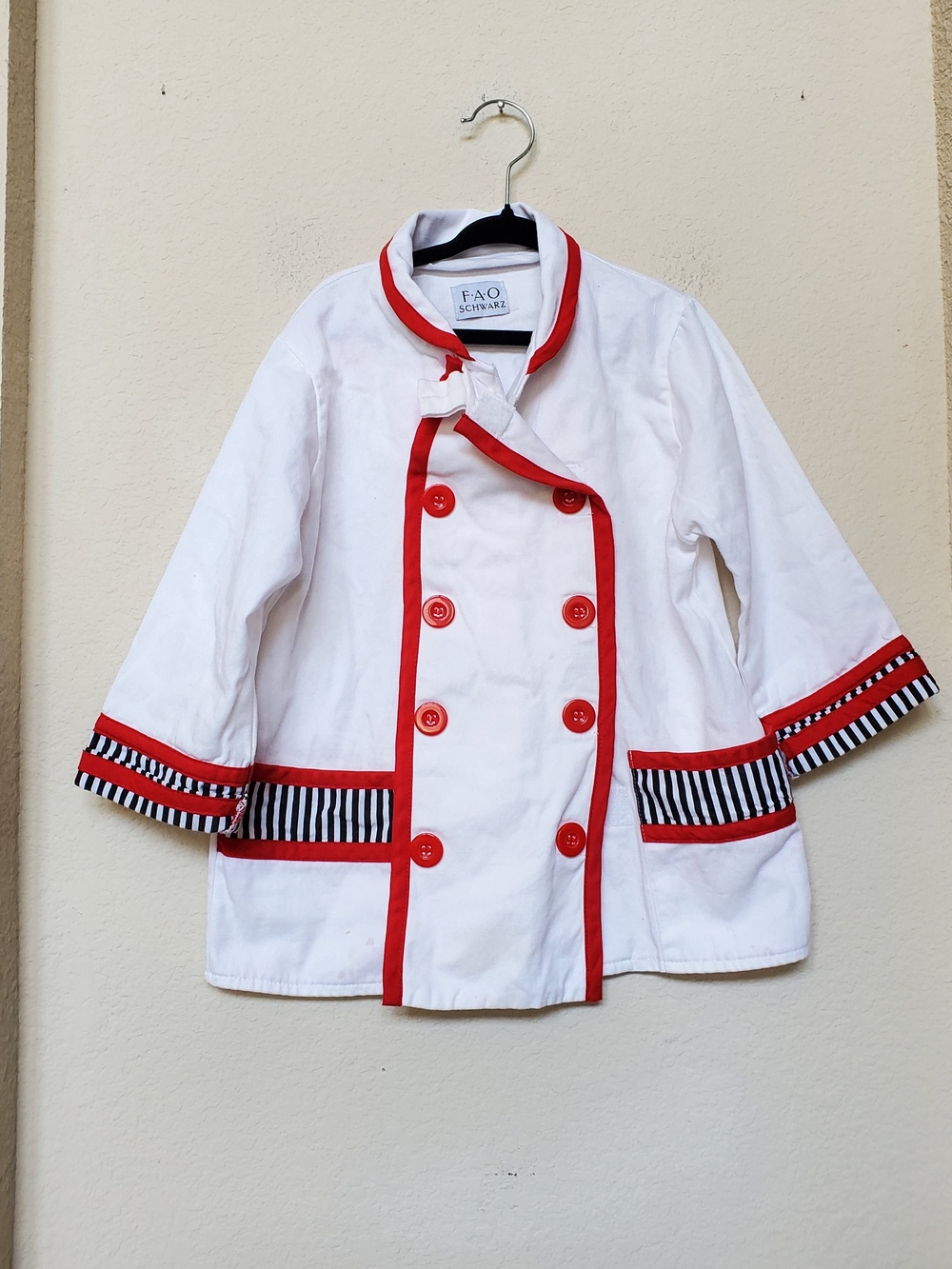 FAO Schwarz Kids' White & Red Double-Breasted Chefs Coat.